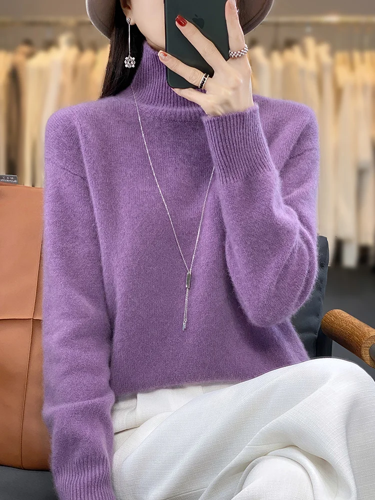 2026 Autumn/Winter Women's Merino Wool Turtleneck Knitted Pullover Solid Color Basic Version Fashionable Soft Long Sleeve Top