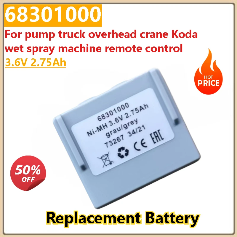 

68301000 3.6V 2.75Ah Replacement Battery for pump truck overhead crane Koda wet spray machine remote control High Quality