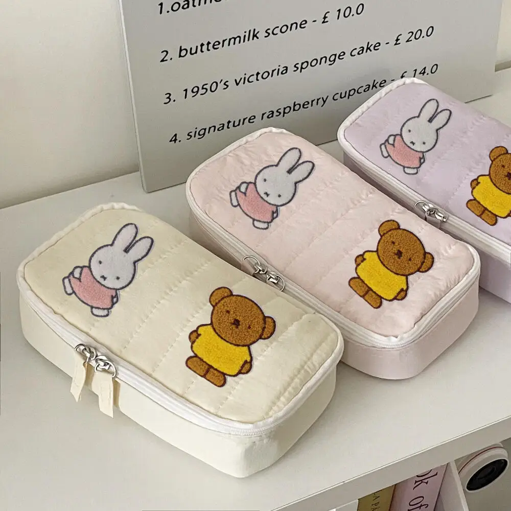 미피 필통 고급스러운 외관 학생용 휴대용 마카롱 심플 문구함 대용량 세로형 바 스토리지 백