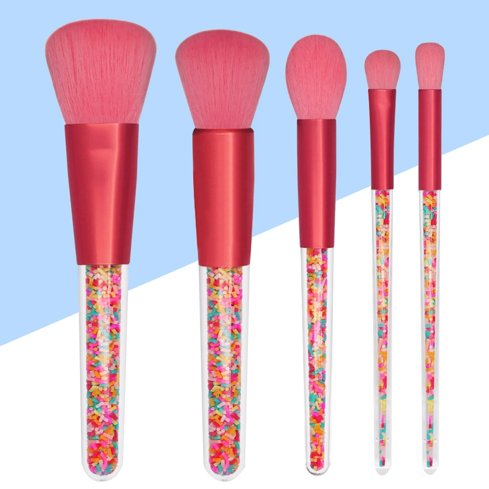 

5pcs Candy Makeup Brushes Premium Fiber Bristles Comfortable Handle Long Lasting Daily Use Brush Set For Women