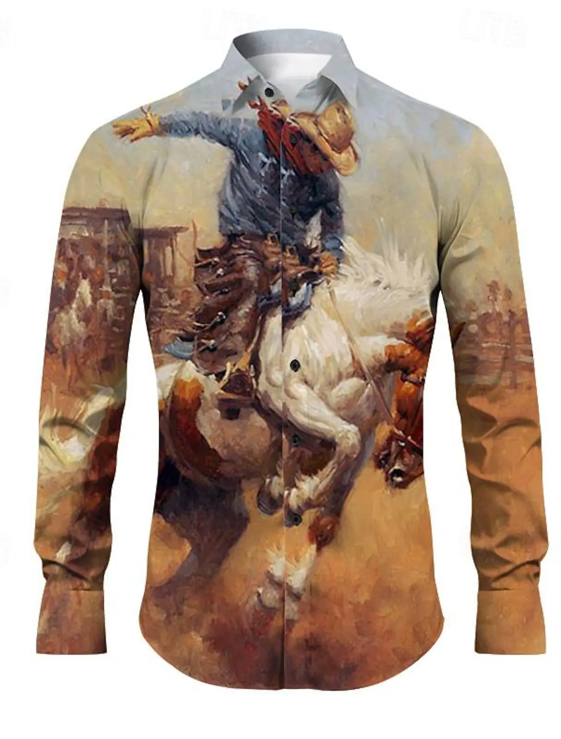 

Cowboy Men's Vintage Tribal Western Shirt Outdoor Street Casual Daily Fall & Winter Turndown Long Sleeve Blue Purple Brown Shirt