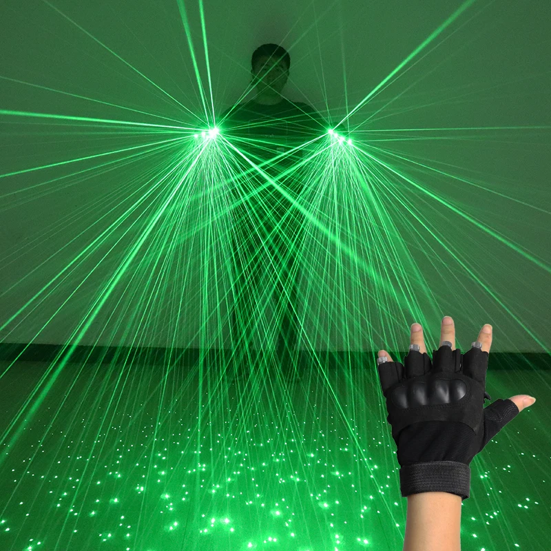 

532 нм зеленые лазерные перчатки 4 шт. гипсофила лазерный луч светодиодные сценические перчатки для светодиодных светящихся костюмов танцевальное лазерное представление