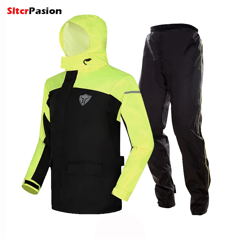 Motorcycle Rider Raincoat Men Rainsuit Waterproof Motorbike Women Cycling Jacket Pants Foldable Windproof Reflective