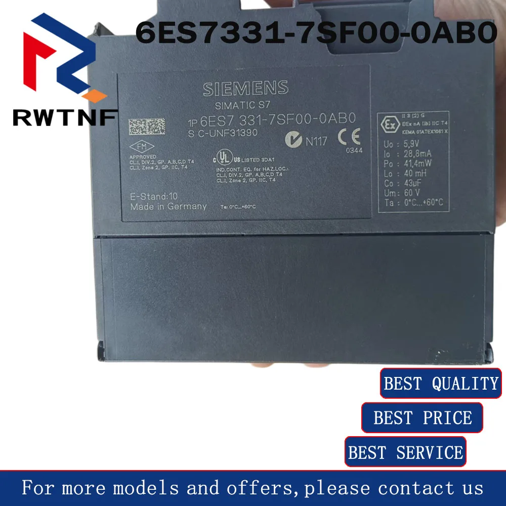 

Brand New Genuine 6ES7331-7SF00-0AB0 SIEMENS S7-300 SM331 8AI module,100% original warehouse stock