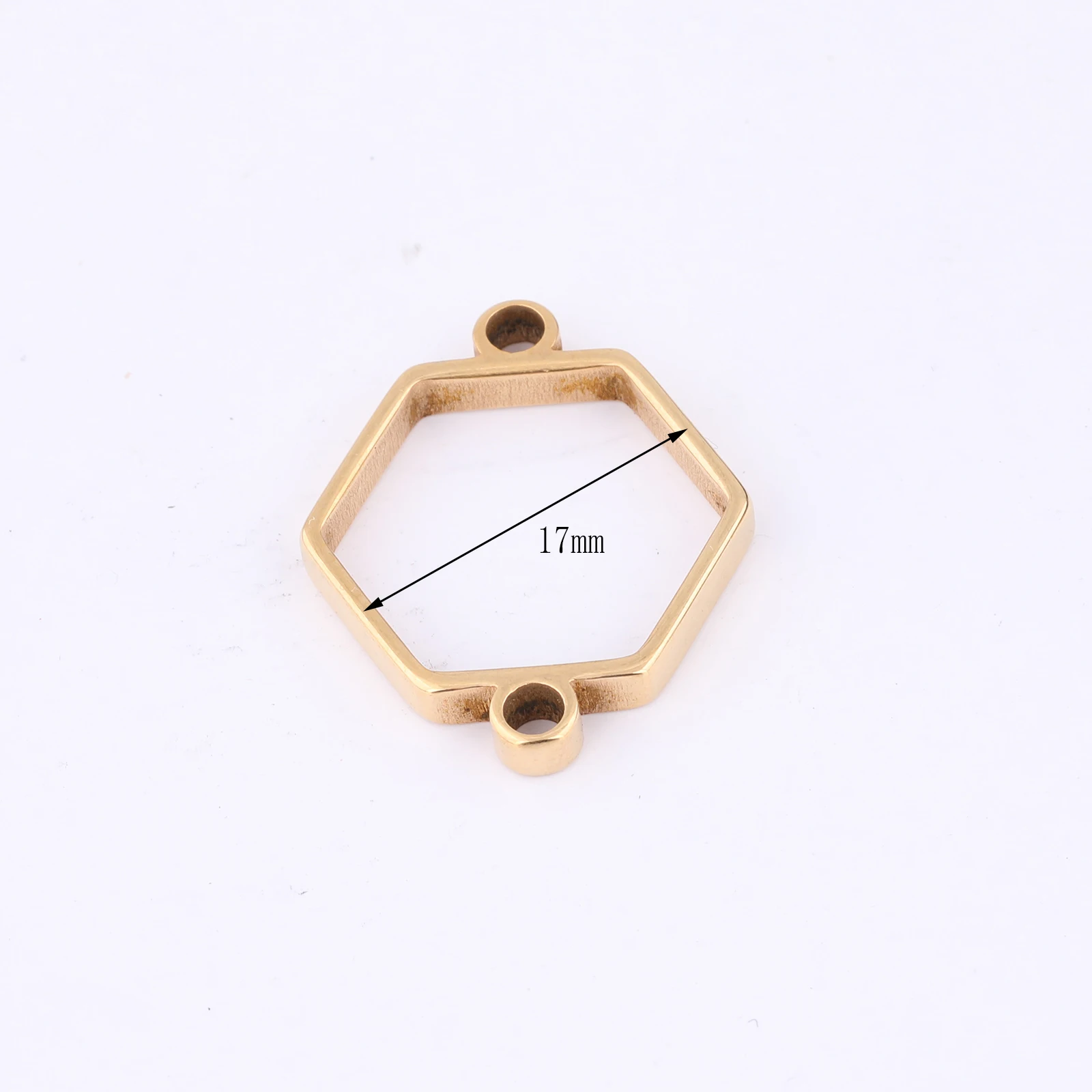 10pcs Stainless Steel Gold Plated Hexagon Open Bezel Bracelet Connector Blanks Diy Pendant Frame For Resin Jewelry Making