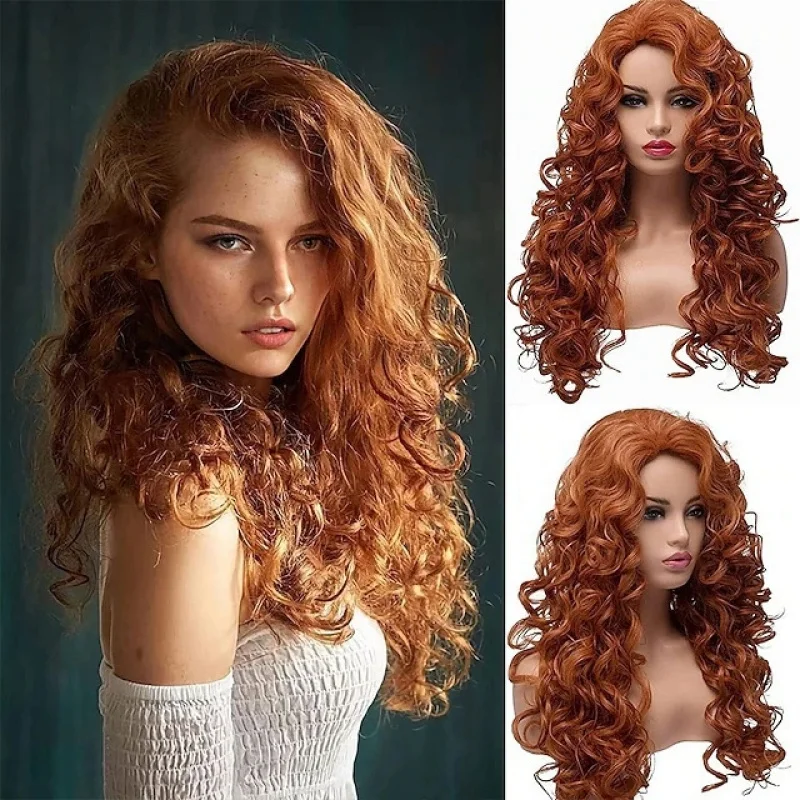 New princess-style wig with long wavy hair for Halloween cosplay