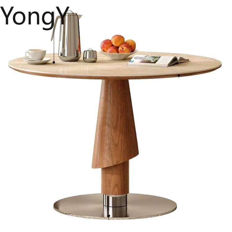 Wooden small coffee rock board dining table retractable cream wind small apartment folding long table simple