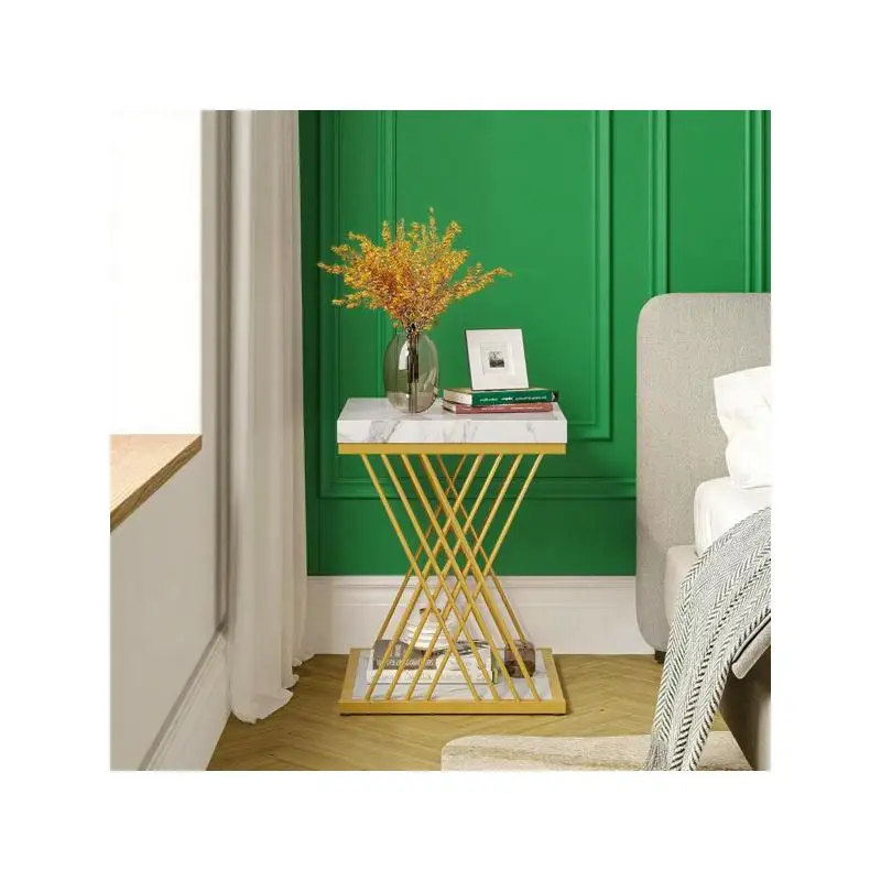 طاولة نهاية خشبية - أثاث حديث لغرفة المعيشة أو غرفة النوم أو المكتب، تصميم أنيق مع رف تخزين، منزل متعدد الاستخدامات