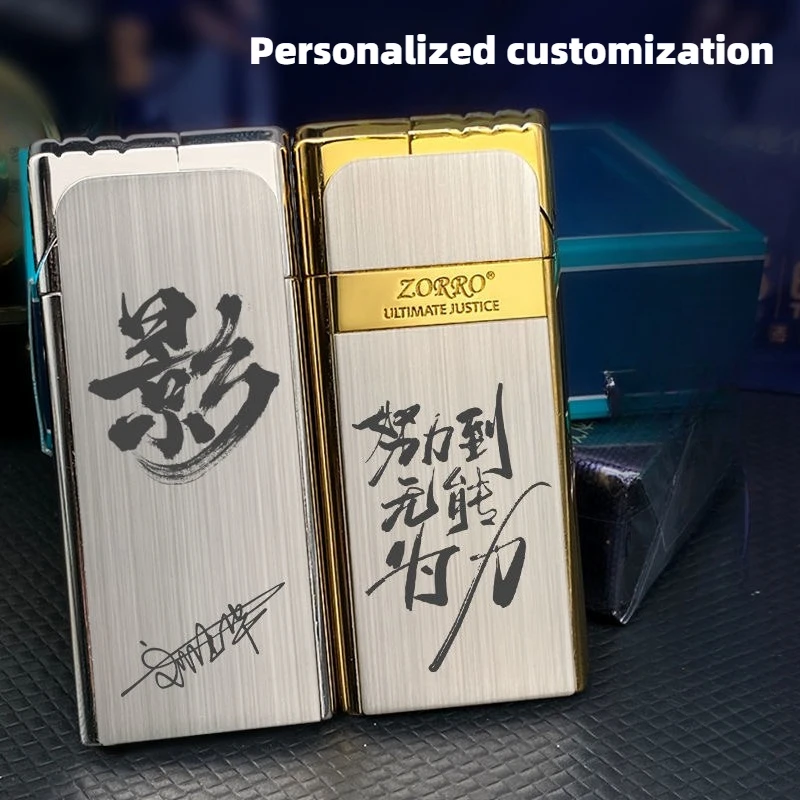 new Zorro Metal Slim Lighter Butane Gas Lighter Unusual Lighter Men's Gadgets Smoking Accessories Men's Gifts Lgnition Tools