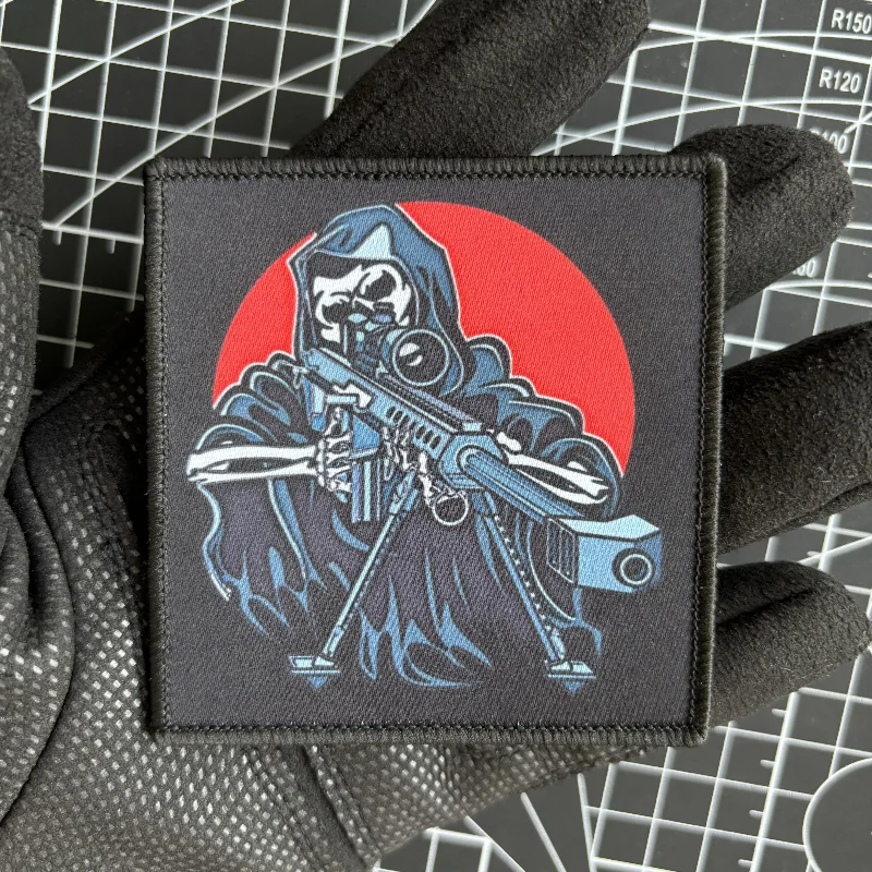 Death Sniper Reaper Tactical Patch Skull Barrett Soldier Morale Badge Printing Patches Hook and Loop Military Backpack Sticker