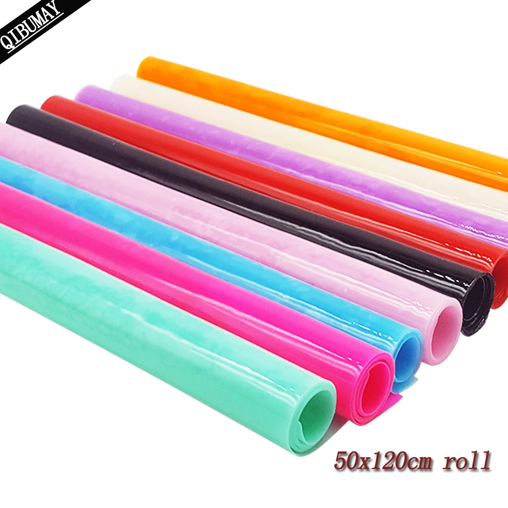 QIBU 50x120cm Transparent PVC Leather Roll Candy Jelly Crafts For Bag Shoe Making Decor DIY Bow Accessories Synthetic Leather