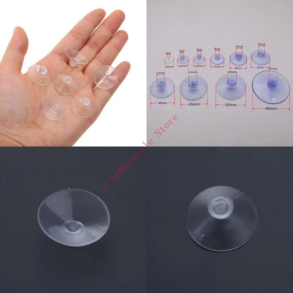 63HF 50xClear Suction Cups Without Hooks Plastic Sucker for Glass Table Tops Reusable