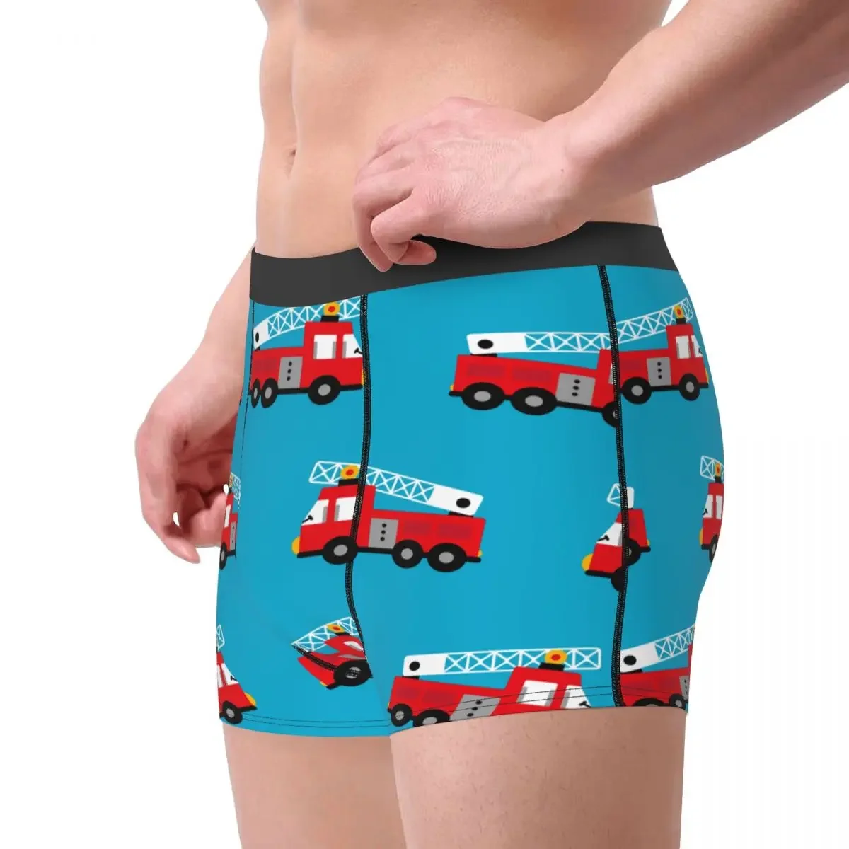 Fighters Boxer Shorts for Men, Red Rire Truck Boxershorts Panties Sexy Underpants, Male Underwear