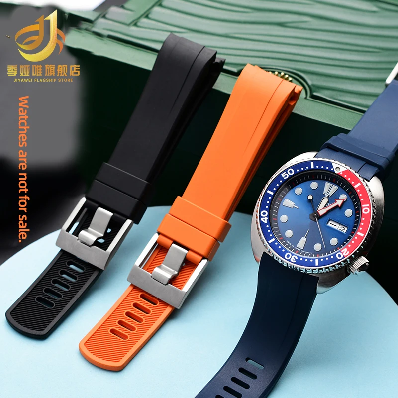 Dust-Proof Arc Mouth Fluororubber Soft Watch Strap Is Suitable For Seiko Abalone SRP777/773 SRPC25 SRPA21 22MM