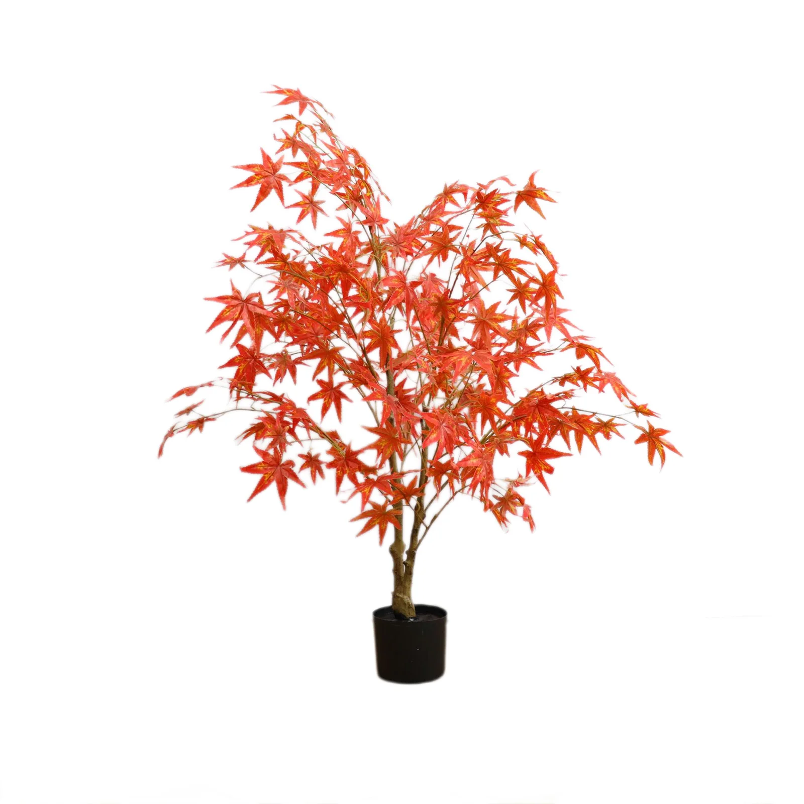 Autumn Maple Artificial Fall Tree In Plastic Pot, 3.9f Red Maple Leaves Silk Maple Tree For Fall Party Home Decoration Thanksgiv