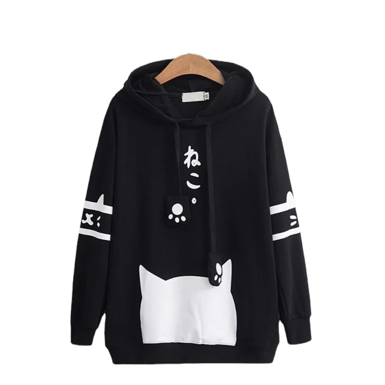 Women's Casual  Head Print Long Sleeve Loose Hoodie Jacket Autumn Outerwear Comfortable Soft Material Fashionable Streetwear