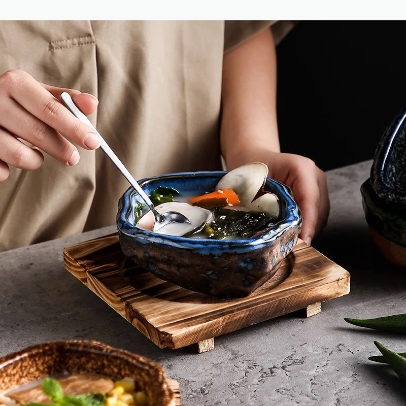 نمط السيراميك غير النظامية حساء سميك الحلوى وجبة خفيفة السلطانيات السوشي أطباق أدوات المائدة المتخصصة