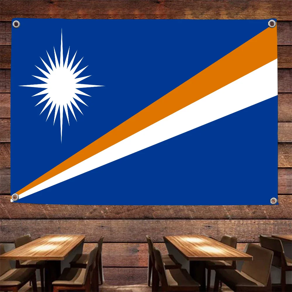 1pc Marshall Islands Flag Flags And Banners Four Hole Flag Polyester Outdoor Decor Room Aesthetic