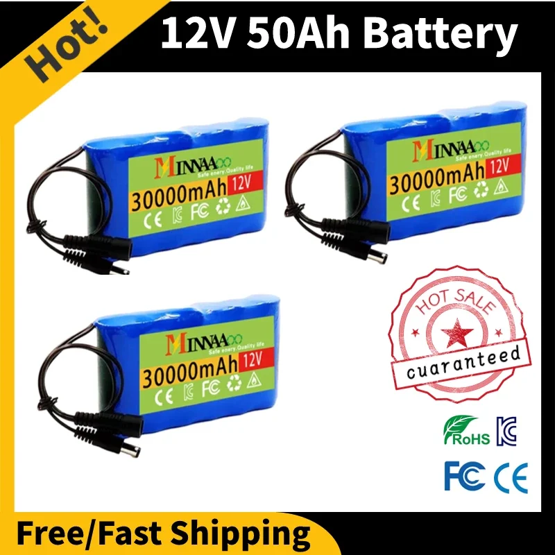 

2023 Upgrade 18650 12V 30000mah 3s2p Capacity DC 12.6v 30Ah 20Ah Portable Rechargeable Li-ion Battery for fishing lights+Charger