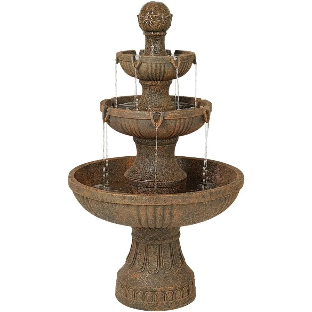 

Ravenna 43" High Large Italian Indoor Outdoor Decor Faux Stone Floor Fountain Standing Waterfall 3-Tier Basin Tall Water Feature