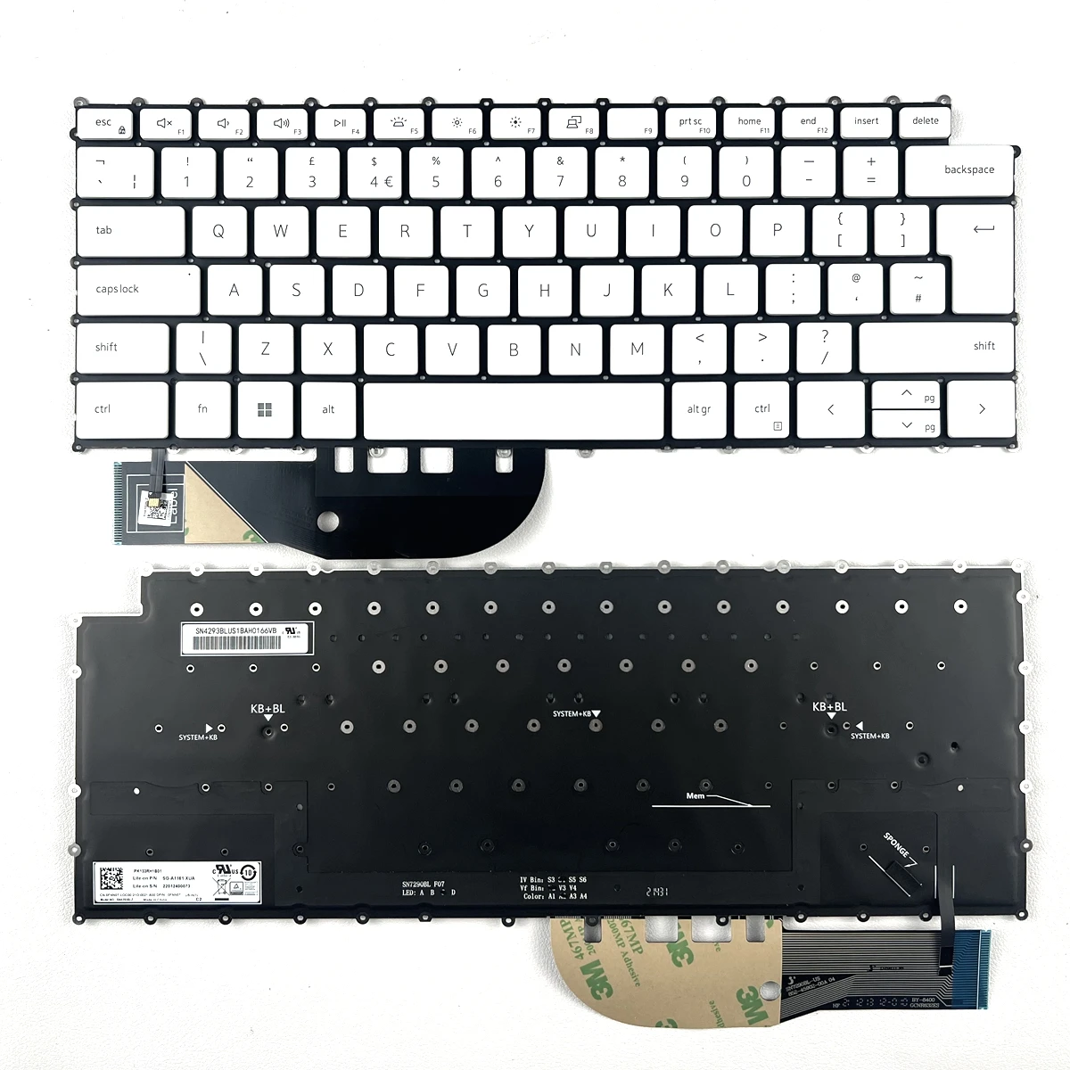 UK/US Layout Backlit Laptop Keyboard For Dell XPS 9500 9510 9520 P91F 9700 9710 9720 P92F Precision 5550 5560 5750 5760 White