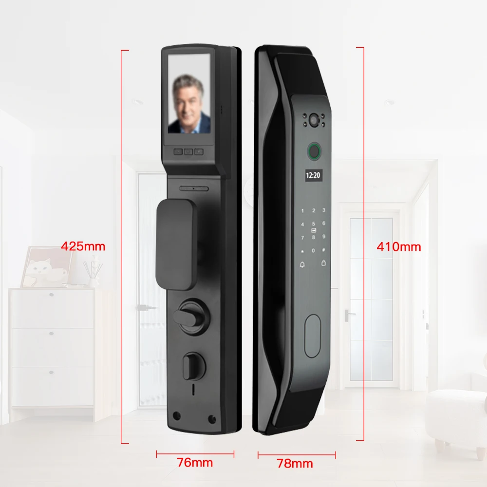 카메라 지문 인식 스마트 도어락, 3D 얼굴 인식, 적외선 센서, 비밀번호 도어락, 전자 도어락, 스마트 구멍