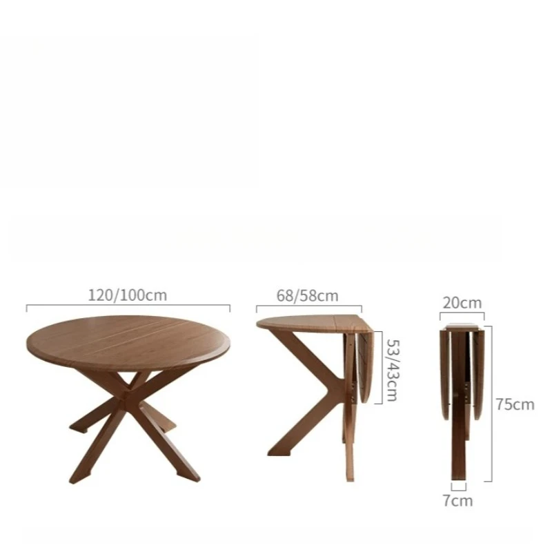 Wood Luxury Extendable Coffee Dining Table Round Center Chinese Retro 4 Chair Foldable Table Modern Portable Kitchen Furniture