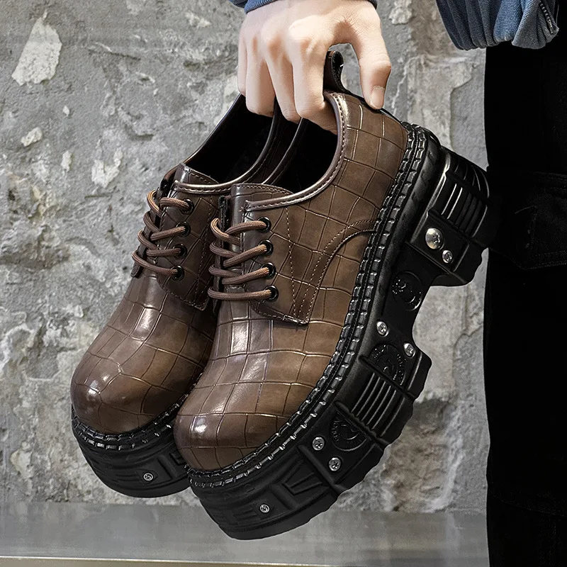 

2026, новые металлические туфли дерби, мужские туфли в британском стиле на платформе в стиле панк для мужчин, обувь высокого качества, мужская кожаная оригинальная обувь
