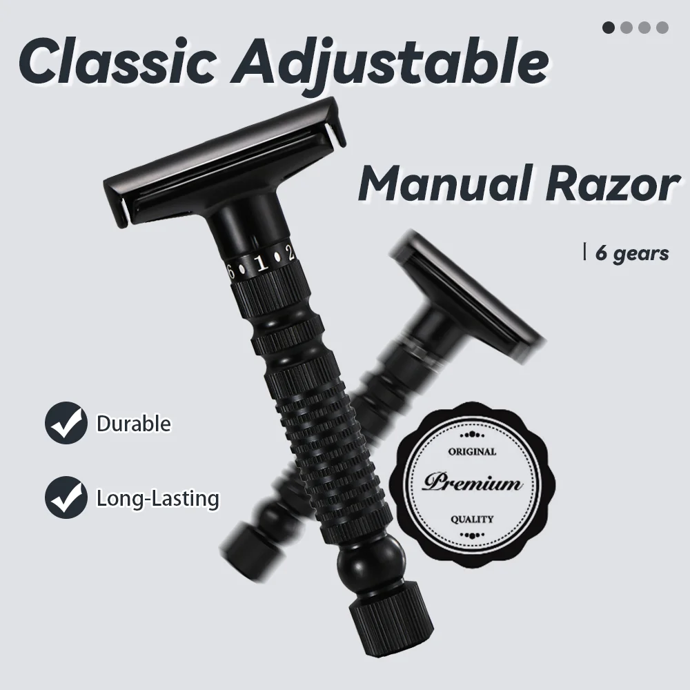 

New Adjustable Safety Razor Double Edge Classic Mens Shaving Mild Aggressive 1-6 File Zinc Alloy Shaver With 10 Blades Gift Box