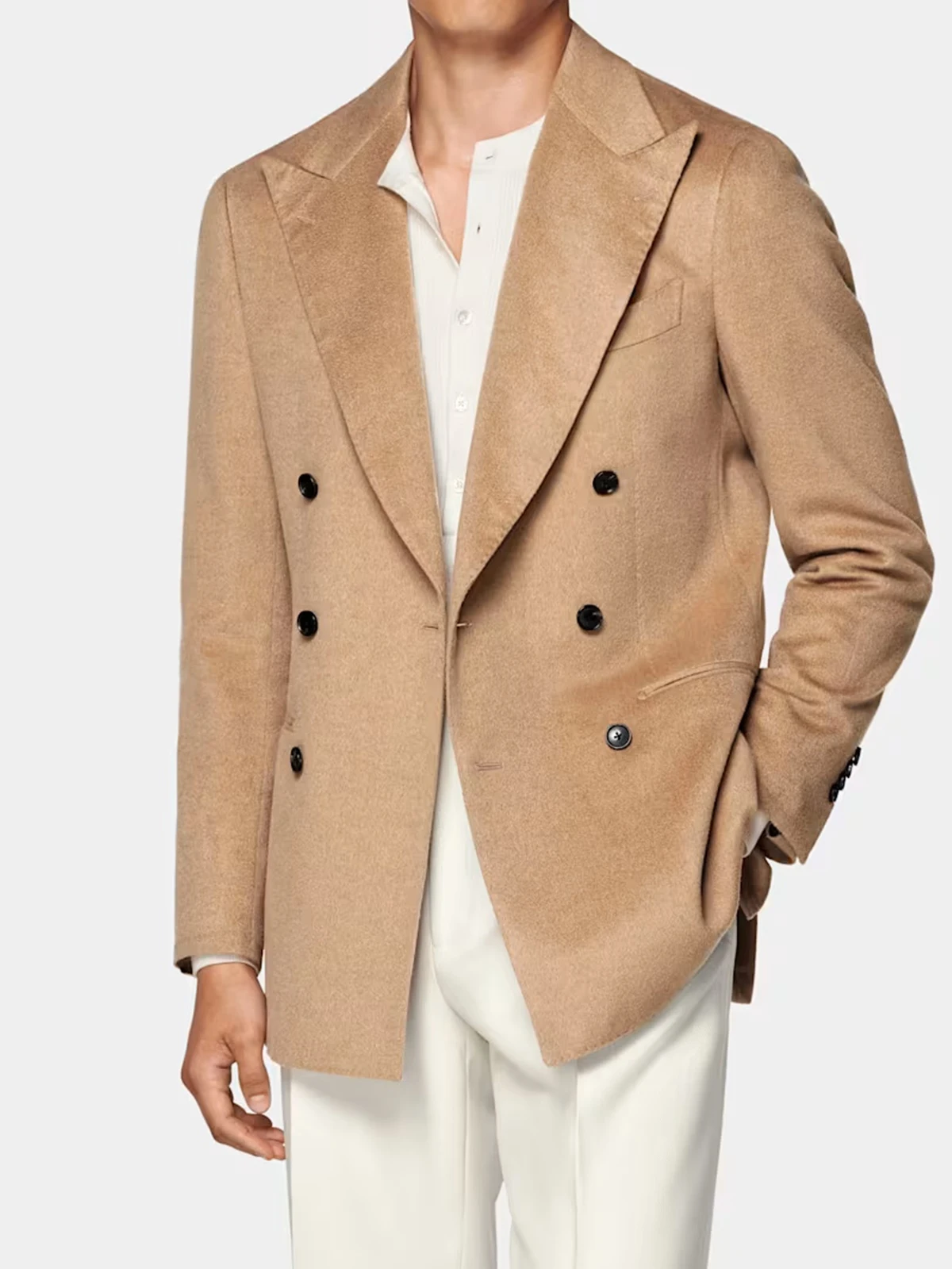 

Double breasted classic men's suit jacket Wool blend suit Blazers Man Wool Peaked Lapel short coat Classic men suit dress Jacket