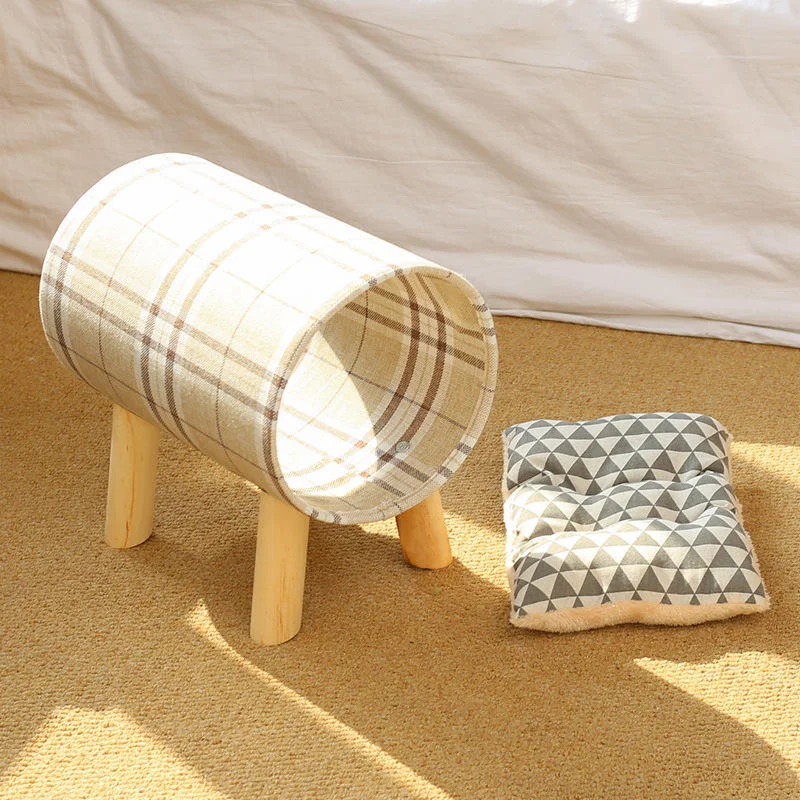 Best Selling Eco-Friendly Wood Suede Fashion Classic Modern Cat Condo Free Standing Hanging Toys Removable Washable Design