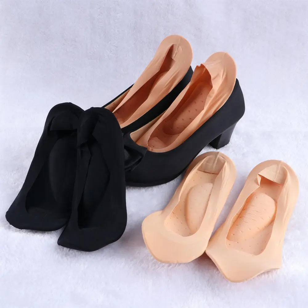 1 pair Women Health Care with Gel Pads Ice Silk Sock Slippers Invisible Socks Arch Support 3D Socks