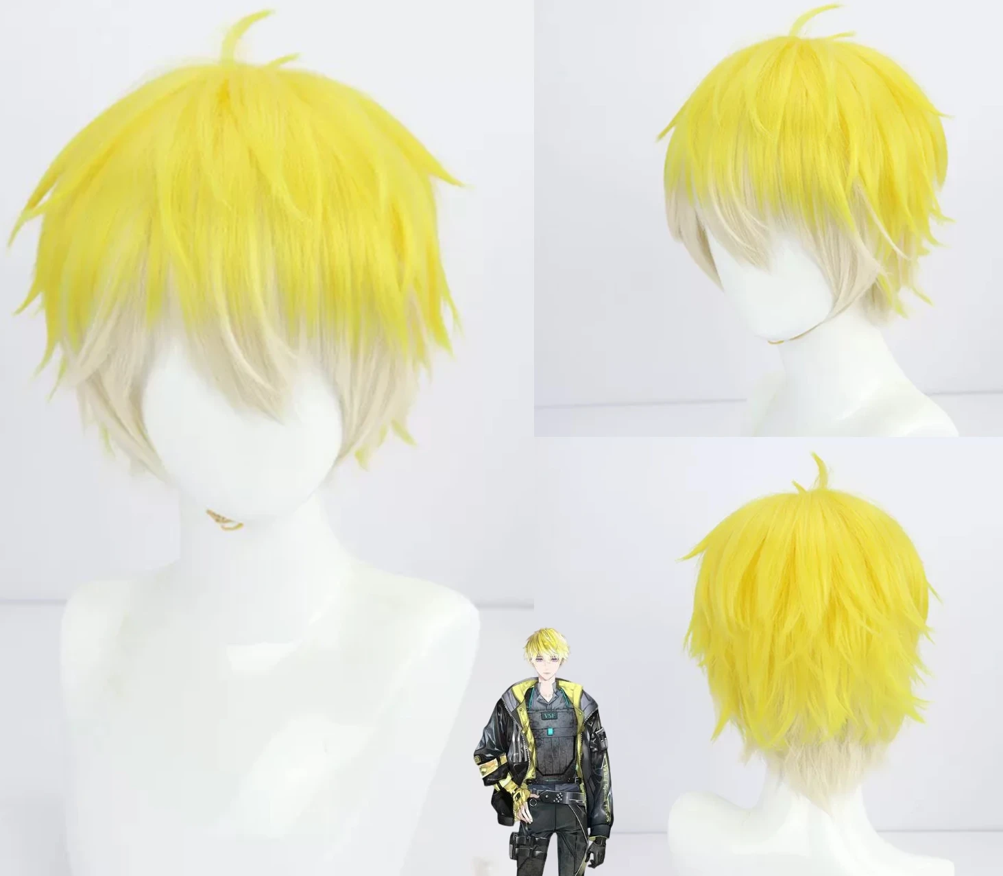 Cosplay Nijisanji VTuber Sonny Brisko Wig Anime party prop synthesis heat-resistant yellow short wig
