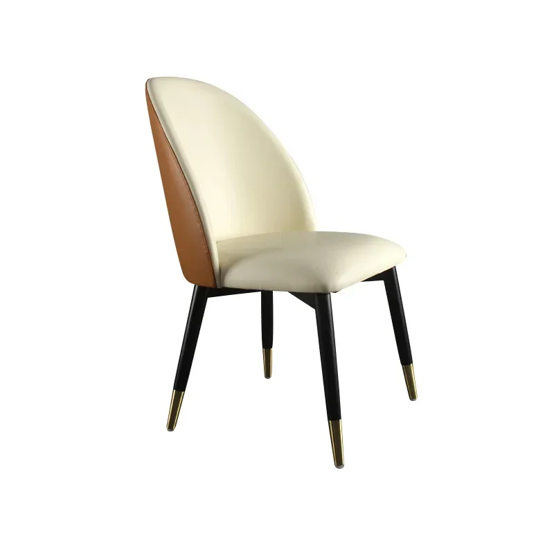 Light Luxury Solid Wood Dining Chair Post-Modern Leather Art High Backrest Leisure Negotiation Chair Cafe Hotel Restaurant Chair