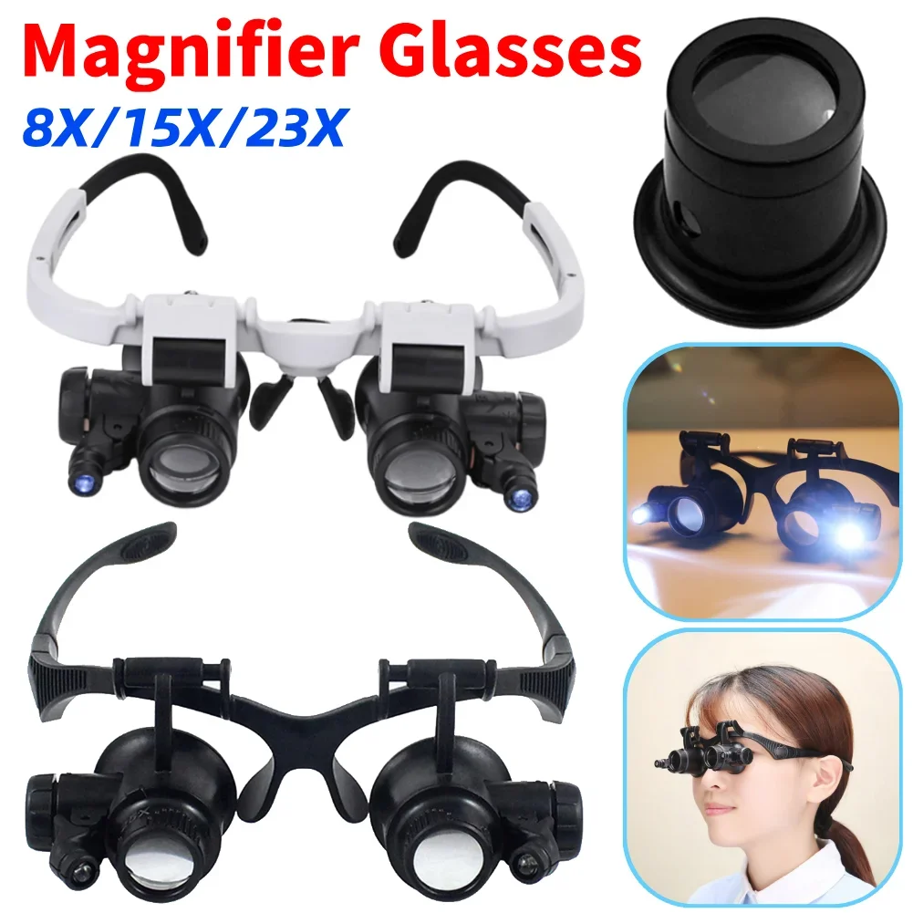 Telescopic Magnifier Glasses Loupes Portable 8X/15X/23X Lens Observation Magnifying Eyewear for Reading Jewelers Watchmaker