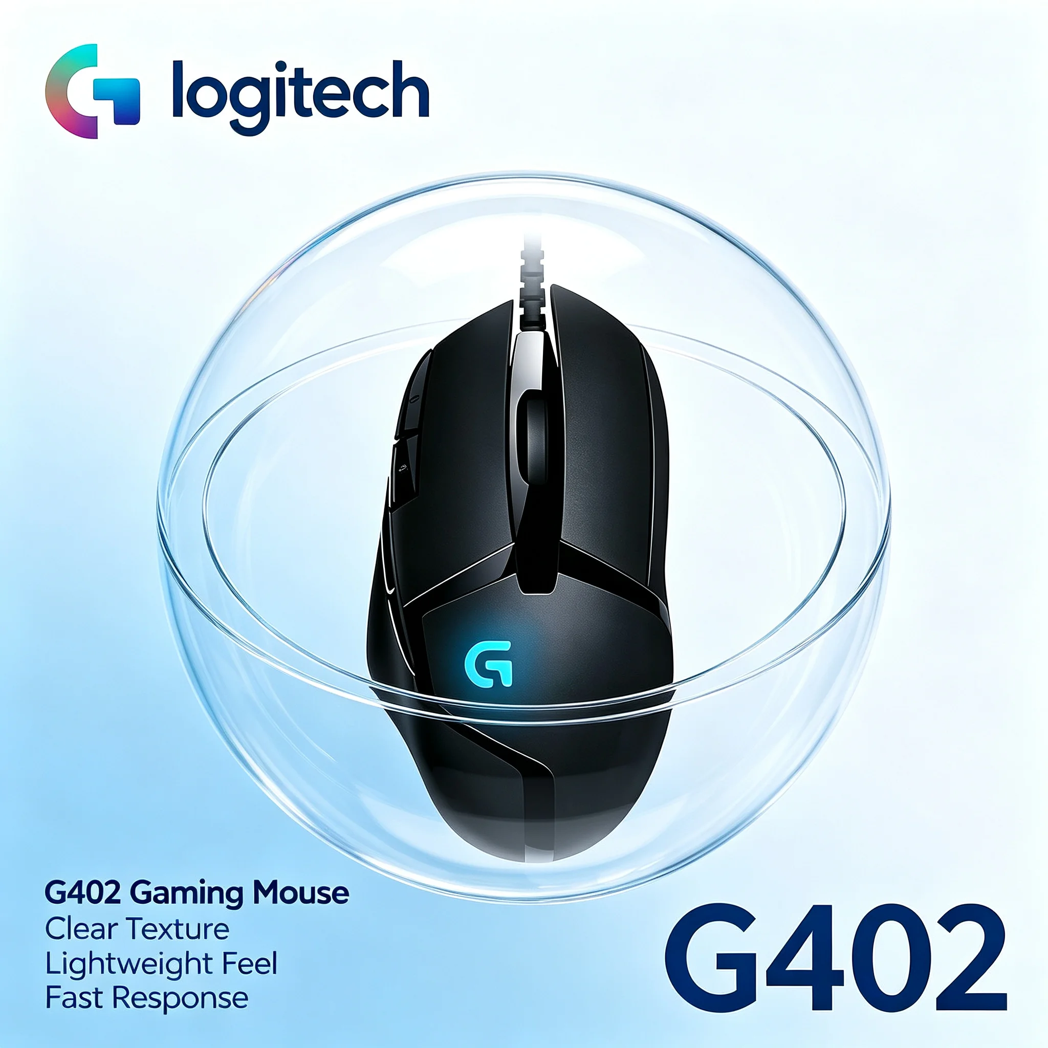 Logitech G402 Hyperion Fury Gaming Mouse Wired High Speed Tracking Mice For PC Laptop Online Game Player