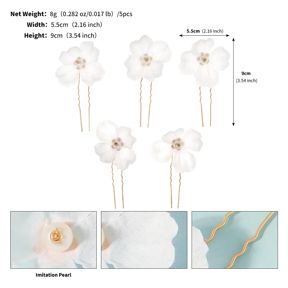 5 قطعة/مجموعة أزياء النسيج الأزهار دبابيس الشعر مجموعة رائعة اللؤلؤ مقاطع الشعر العروس مجوهرات الزفاف إكسسوارات الشعر مأدبة خوذة #6
