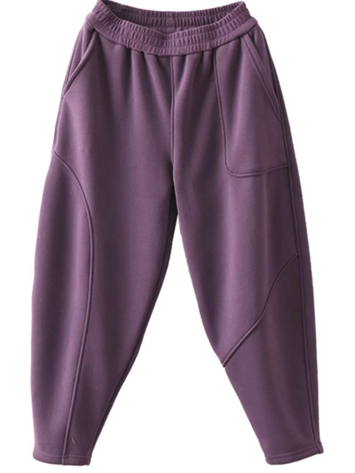 Pantalones de chándal informales de algodón de punto con forro de Fce de cintura alta, pantalones Harlan de retales para mujer, pantalones cálidos para ir al trabajo Sle Winter C...