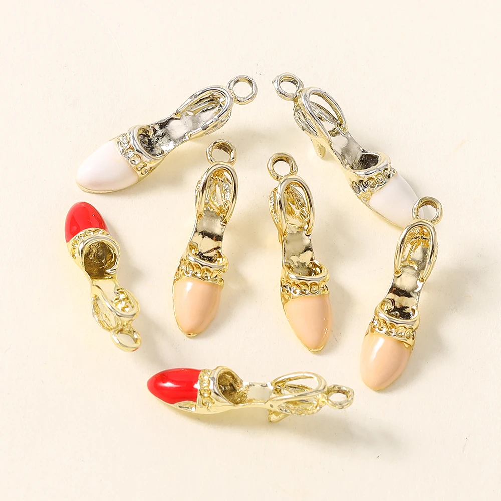 10pcs 6*24mm Lovely Cartoon High Heels Pendant Cute Shoes Charms for Diy Drop Earrings Necklace Jewelry Making