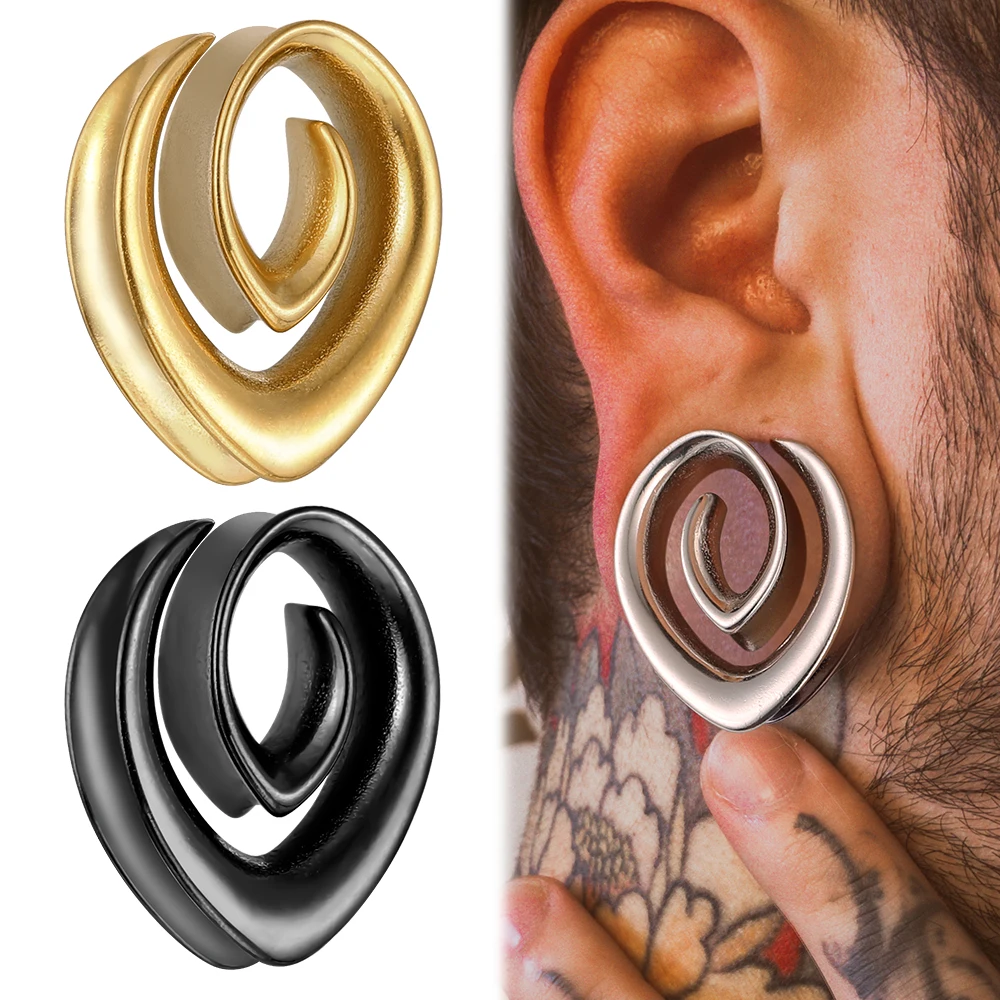 

Giga 2 PCS Cool Stainless Steel Ear Tunnels Plugs Saddle Gauges For Earlobe Expander Piercing Body Jewelry Gift