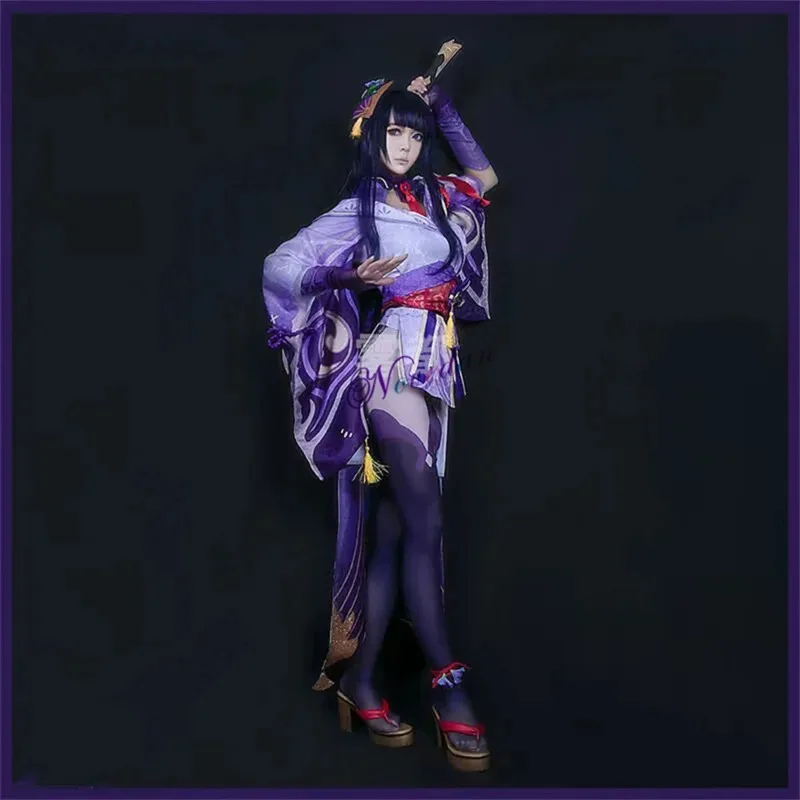 لعبة Genshin Impact Shogun أزياء تنكرية بعل مثير الأرنب خادمة الزي رايدن بوس شعر مستعار فستان أحذية مجموعة كاملة أنيمي OH9s؛ 2'd، 5.h؛