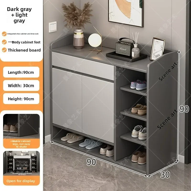 Modern Shoe Cabinet Storage And Storage Integrated Porch Narrow Cabinet Multi-layer Dust-proof Shoe Rack Against The Wall