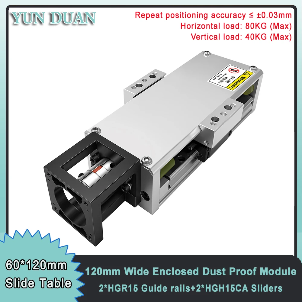 80KG Enclosed Module Linear Guides Rail Dust Cover Double Guide Sliding Table For Nema23/Nema 34 Stepper 60/80mm Motor XYZ Axis