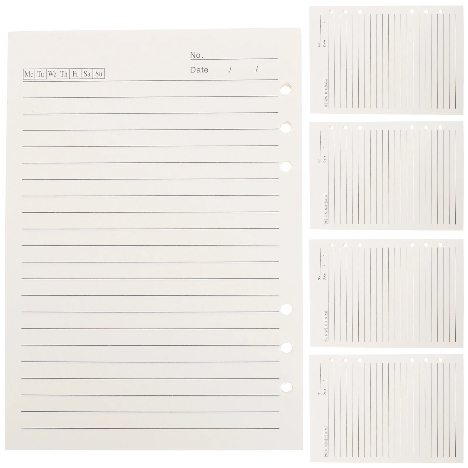 5 pçs 6 buraco a5 folhas soltas papel notebook substituição núcleo recargas superfície de escrita suave para diários a5 recarga papel