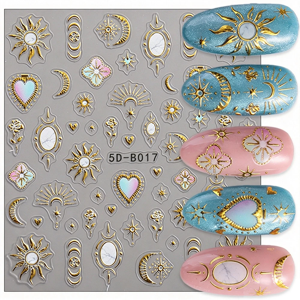 Ramadan Star Moon Love Relief Nail Stickers DIY Set for Daily Holiday Party Wedding - Decorative Fimo Art Nail Art Decor