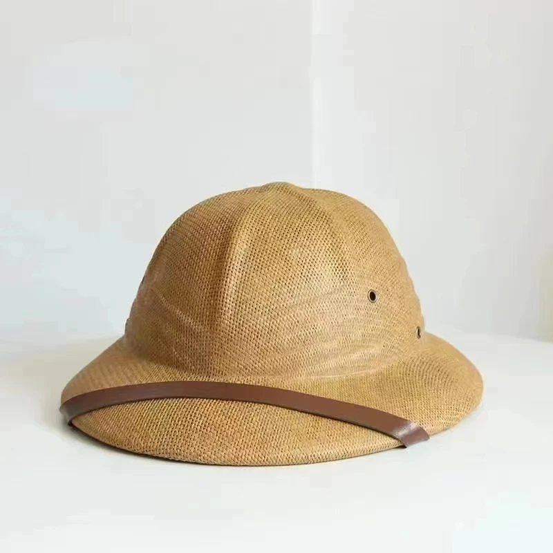 

2024 Fashion Vietnam War Army Hat Women Men British Explorer Straw Helmet Summer Boater Bucket Sun Hats Unisex Jungle Miners Cap