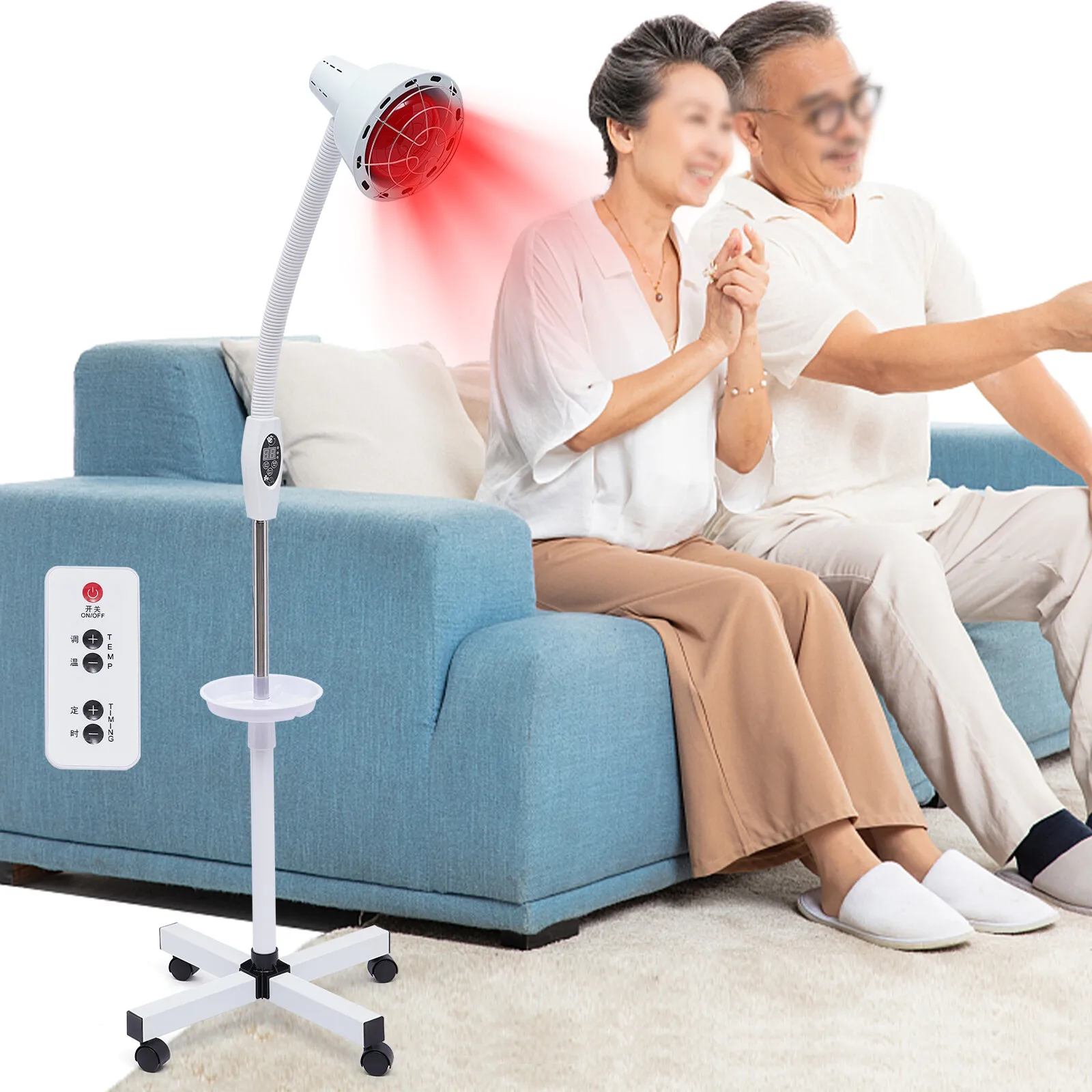 

275W IR Infrared Red Heat Therapy Light 8-70℃ Therapeutic Lamp Floor Stand Pain Relief 110V