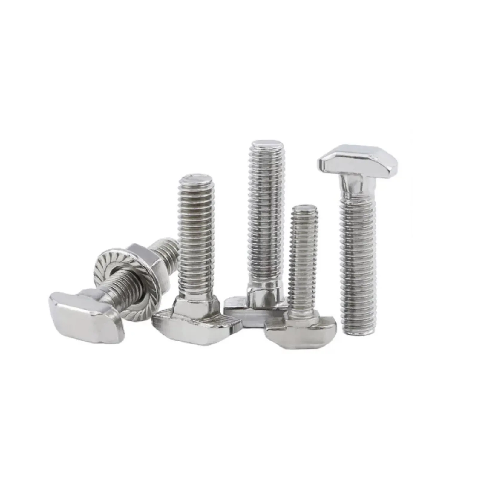 3/10pcs 304 Stainless Steel A2-70 T-Slot Bolt T-Head Screw with Flange Nut M5-M10 for Milling Machine