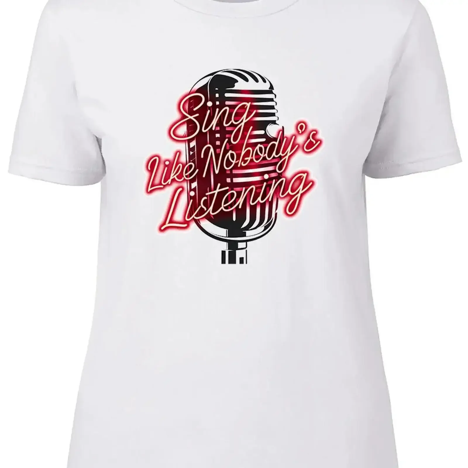 

Женская футболка Sing Like Nobody's Listening, караоке, пение с микрофоном, женская винтажная стираная графика, удобная уличная одежда, повседневная одежда