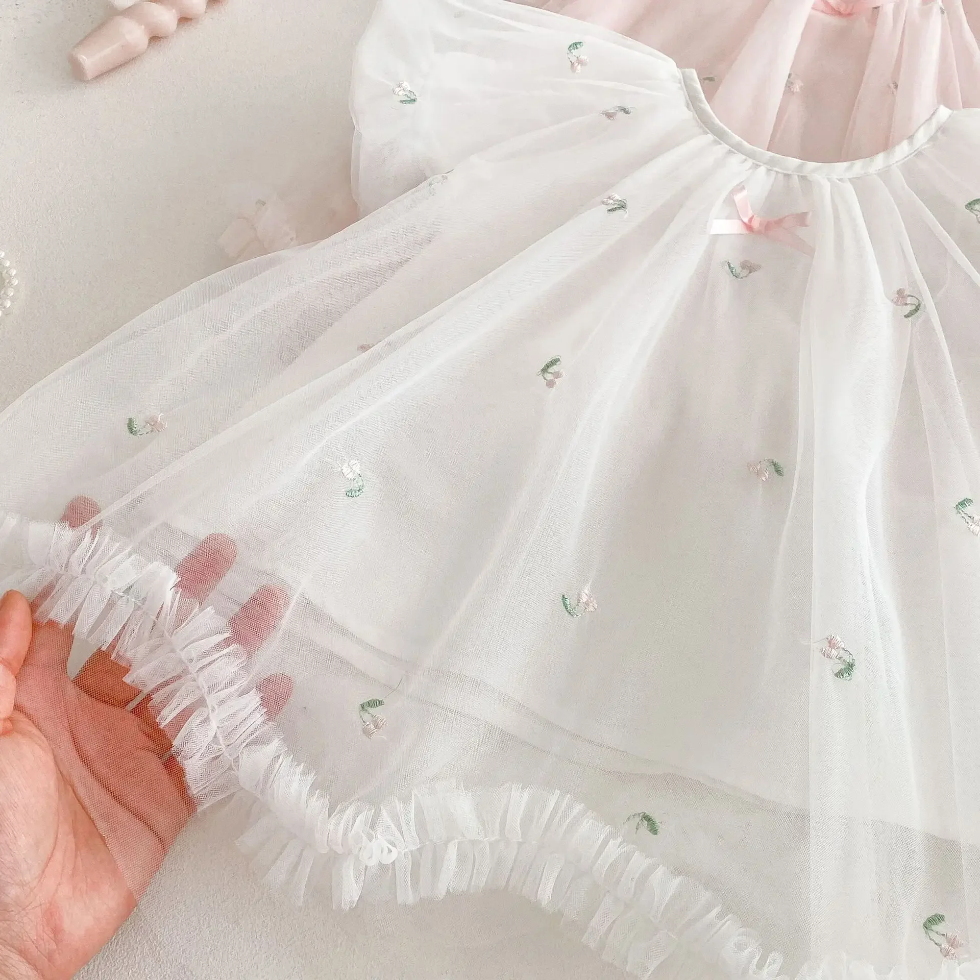 MILANCEL 2025 New Summer Girls\' Clothing 0-5Y Baby Children\'s Exquisitely Embroidered Tulle Princess Dresses Kids Birthday Dress